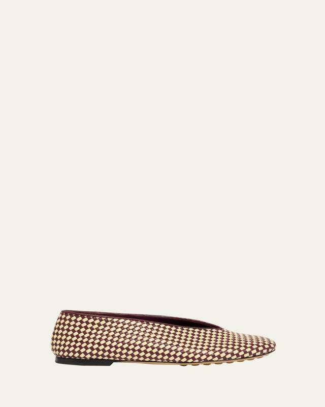 Bicolor Woven Nappa Leather Ballerina Flats